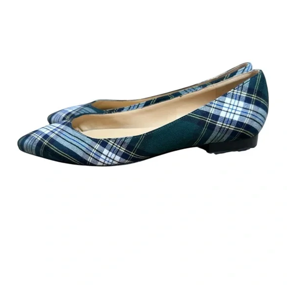 Talbots Navy Green Tartan Plaid Ballet Flats New | Size 11 - Picture 4 of 7